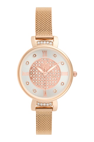 Metalen Quartz Horloge - Roségoudkleurig en Zilverkleurig