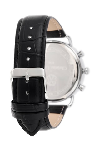 Leren Quartz Horloge - Chronograaf - Zwart en Zilverkleurig