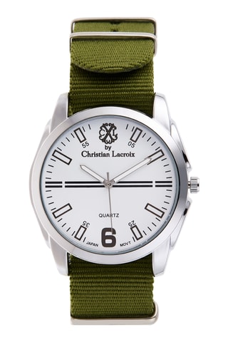 Nato Stoffen Quartz Horloge - Groen en Zilverkleurig