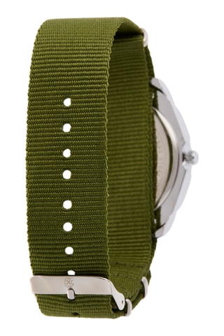 Nato Stoffen Quartz Horloge - Groen en Zilverkleurig