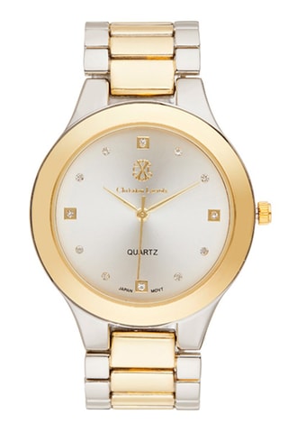 Stalen Quartz Horloge   Zilverkleurig en Goudkleurig