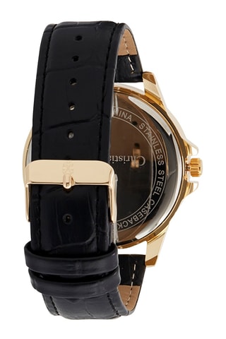 Polyurethaan Quartz Horloge Zwart en Goudkleurig