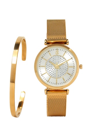 Set Stalen Quartz Horloge en Armband