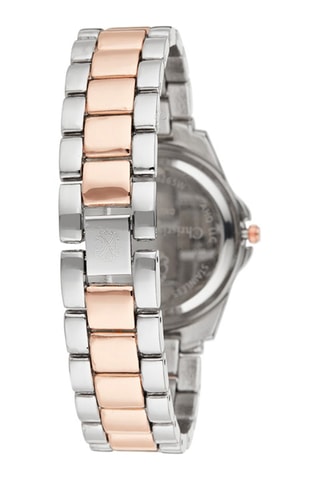 Stalen Quartz Horloge Zilverkleurig en Roségoudkleurig