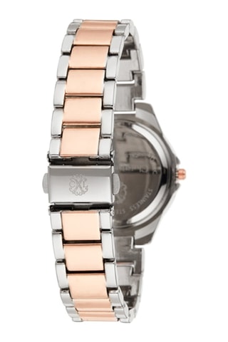 Stalen Quartz Horloge   Zilverkleurig en Roségoudkleurig