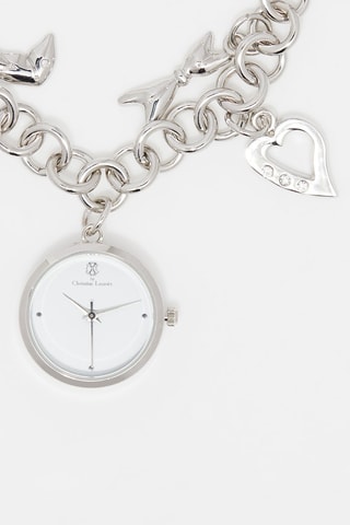 Stalen Quartz Horloge Zilverkleurig en Wit