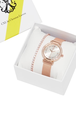 Set Legering Quartz Horloge en Armband Roségoudkleurig