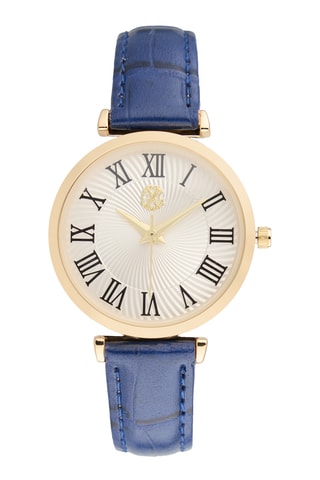 Polyurethaan Quartz Horloge - Blauw en Goudkleurig