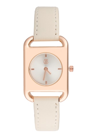 Polyurethaan Quartz Horloge - Beige en Roségoudkleurig