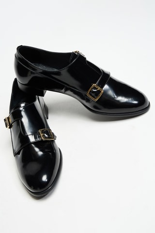 Derbys à boucles en cuir verni - Noir - Cosmoparis