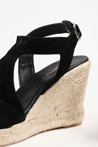 Sandales compensées en nubuck - Noir - Cosmoparis