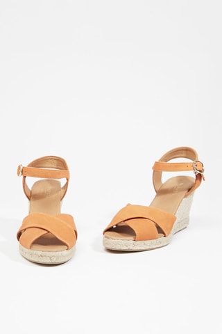Sandales compensées en cuir nubuck Omella - Orange