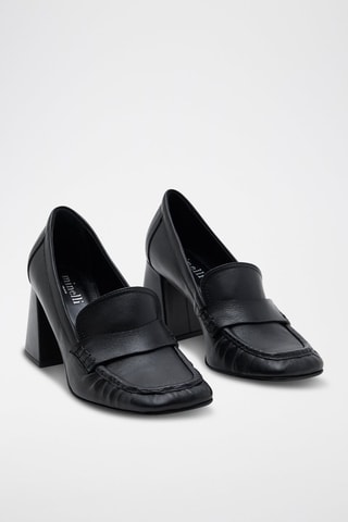 Mocassins à talons en cuir Narcisse - Noir