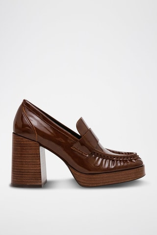 Mocassins vernis à talons Munday - Marron
