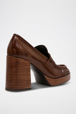 Mocassins vernis à talons Munday - Marron