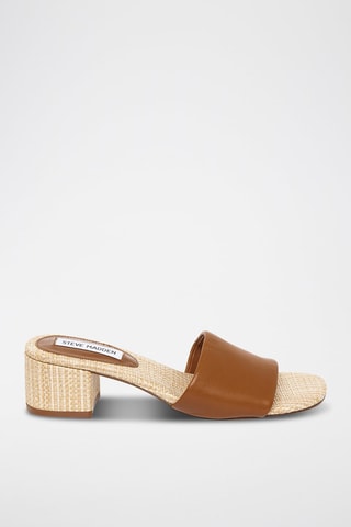 Mules à talons en cuir Blanche - Marron