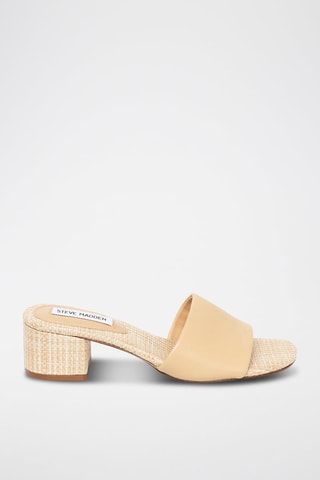 Mules à talons en cuir Blanche - Beige