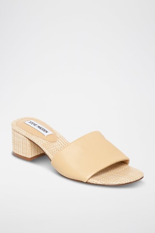 Mules à talons en cuir Blanche - Beige