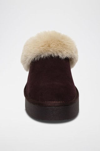 Mules fourrées en nubuck Snow - Marron foncé