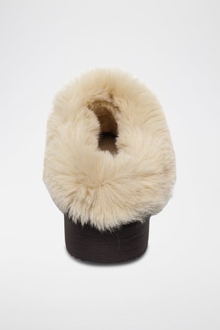 Mules fourrées en nubuck Snow - Marron foncé