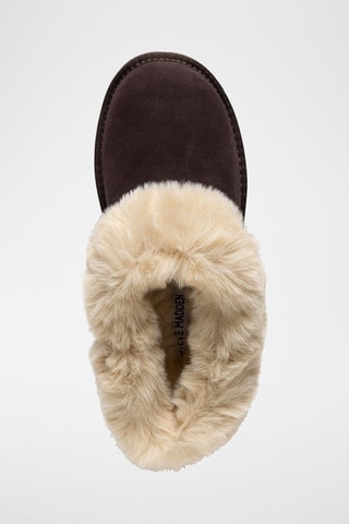 Mules fourrées en nubuck Snow - Marron foncé