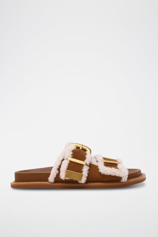 Mules fourrées en nubuck Arch-F - Camel
