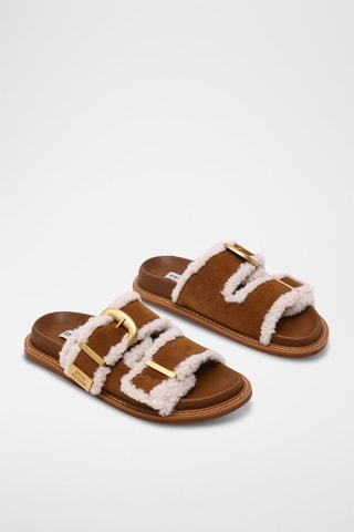 Mules fourrées en nubuck Arch-F - Camel