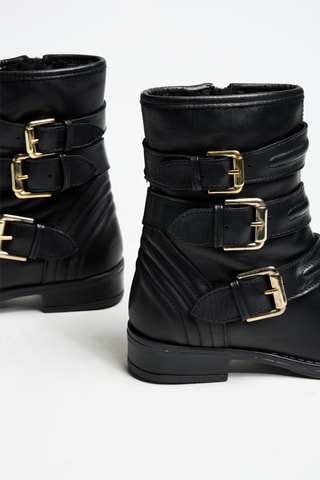 Bottines fourrées en cuir - Noir - Cosmoparis