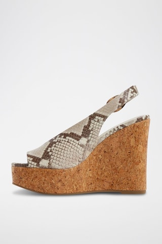 Sandali con zeppa in pelle Tatianah - Marrone scuro