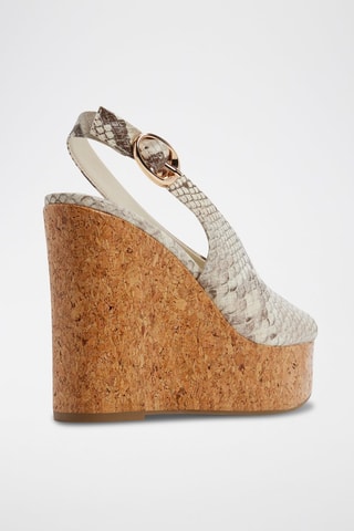 Sandali con zeppa in pelle Tatianah - Marrone scuro