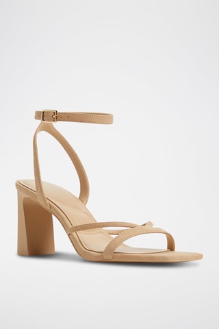Sandali con tacco in pelle scamosciata Stellare - Beige