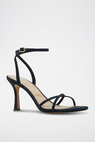 Sandali con tacco in pelle scamosciata Marbella - Nero