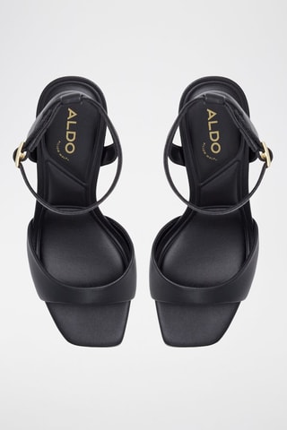 Sandali con tacco in pelle Sake - Nero