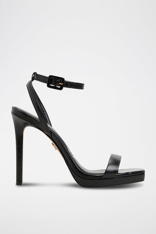 Sandali con tacco platform in pelle Kaathy - Nero