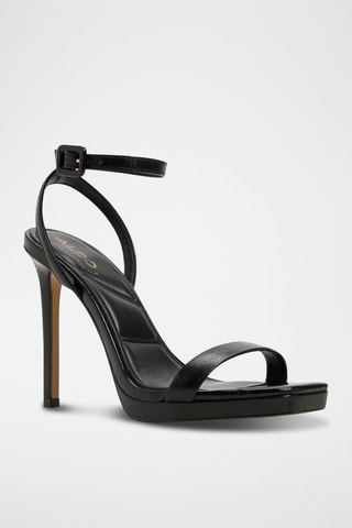 Sandali con tacco platform in pelle Kaathy - Nero