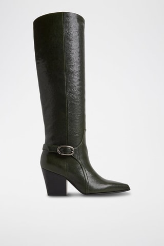 Stivali in pelle Saddle - Verde scuro