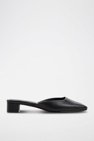Ciabatte con tacco in pelle Lannah - Nero
