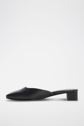 Ciabatte con tacco in pelle Lannah - Nero