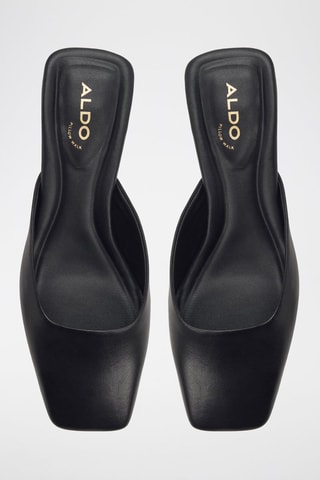 Ciabatte con tacco in pelle Lannah - Nero