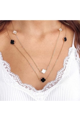 Ketting met Parelmoeren Klavers - Messing Doublé Goud