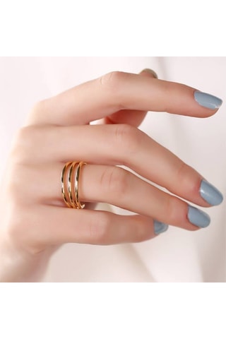 Verstelbare Ring met 3 Rijen - Messing Doublé Goud 