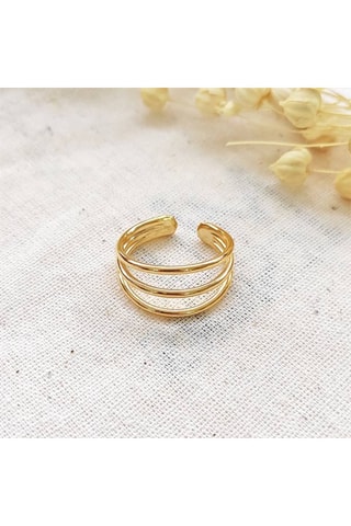 Verstelbare Ring met 3 Rijen - Messing Doublé Goud 