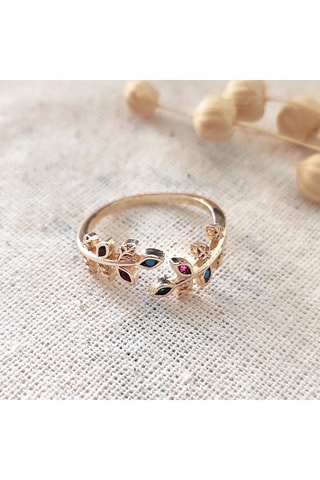 Verstelbare Ring - Messing Doublé Goud & Zirkonia’s