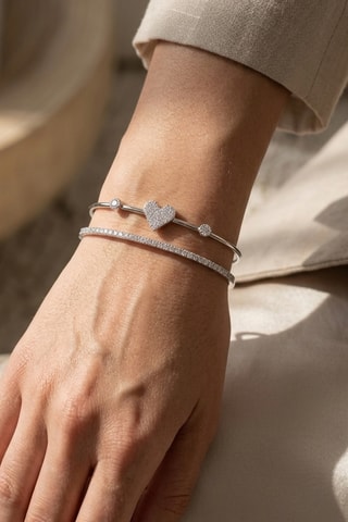 2 Armbanden - Doublé Zilver en Zirkonia's