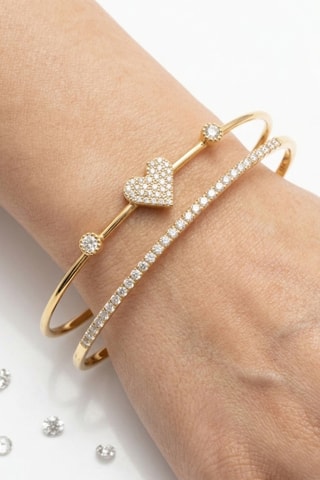 2 Armbanden - Doublé Geelgoud en Zirkonia's