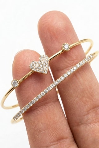 2 Armbanden - Doublé Geelgoud en Zirkonia's
