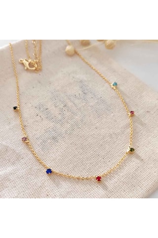 Ketting - Messing Doublé Goud & Multicolor Cultivéparels
