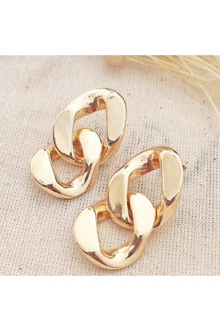 Oorbellen met Ketting - Verguld Messing met Fijn Goud
