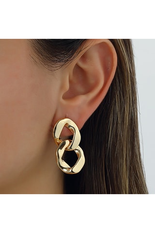 Oorbellen met Ketting - Verguld Messing met Fijn Goud