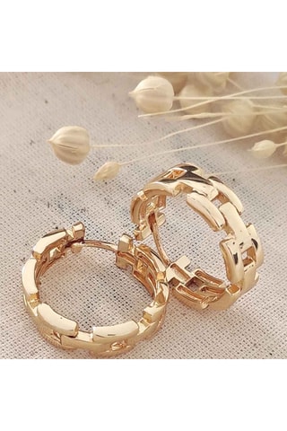 Creolen met Ketting - Messing Doublé Goud